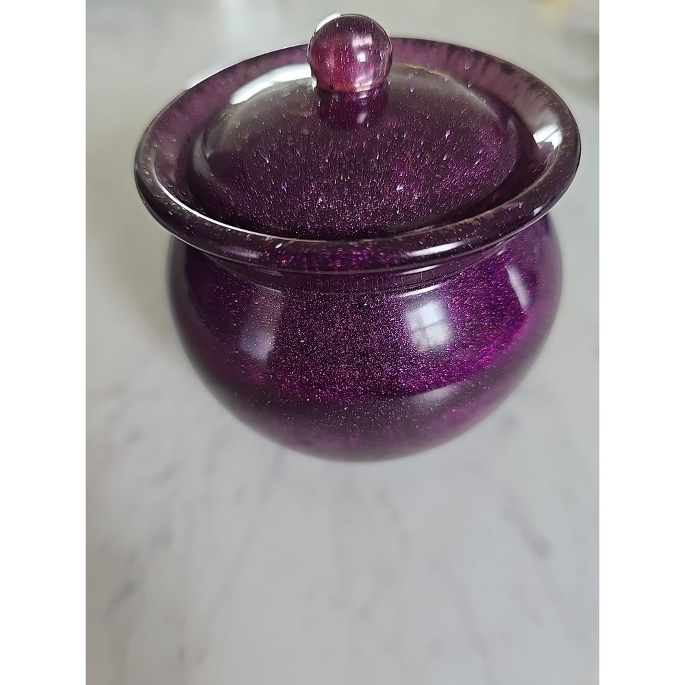 Handmade Resin Decorative Jar Purple Sparkle Decoration Gift Candy Trinkets 610 - Picture 2 of 7